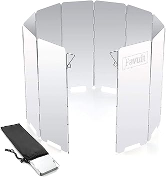 Amazon ウィンドスクリーン 大型風除板 防風板 反射板 アルミ製 折り畳み式 強化版 延長版 軽量 収納袋付き 固定ピン付き キャンプ用 Bbq 登山 バーベキュー キャンプ かぜよけ アウトドア 屋外 屋内 10枚連結 Favuit メンテナンスパーツ