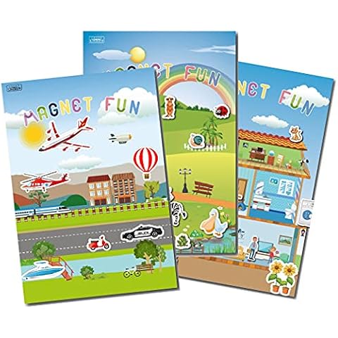 Magnetic Vehicle Zoo Animal and Doll House Family Playboard for Kids Cover