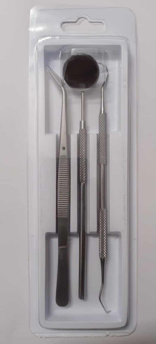 GOLDFINCH™- Imported Dental Pmt Set of 3 Pcs |Mirror With Handle, Tweezer, Probe Double Ended|-picture-28
