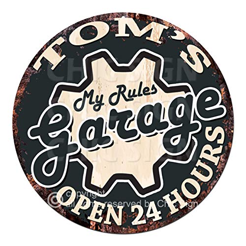 Tom’S My Tools My Rules Garage Chic Tin Sign Rustic Shabby Vintage Style Birthday Valentine's Day Father's Day for Men Garage Decor Gift Ideas