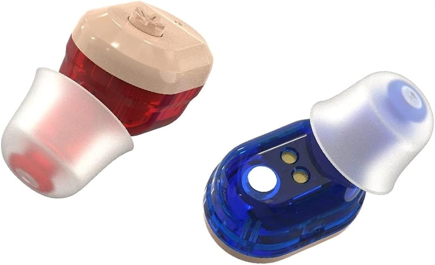 Amplificatore audio personale premium per adulti, invisibili amplificatori di Hearing digitale In-Ear, ricaricabile Sound Amplifier, con custodia di ricarica (1 paio) - beige