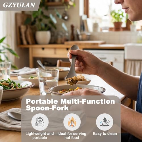 Göffel Titan,Spork,Titan Besteck,Outdoor Besteck,Titan Göffel,Camping Besteck,Reisebesteck,Titanium Löffel,mit Bestecktasche,Tragbare,Ultraleichtem,für Outdoor,Camping,Picknick,Reisen