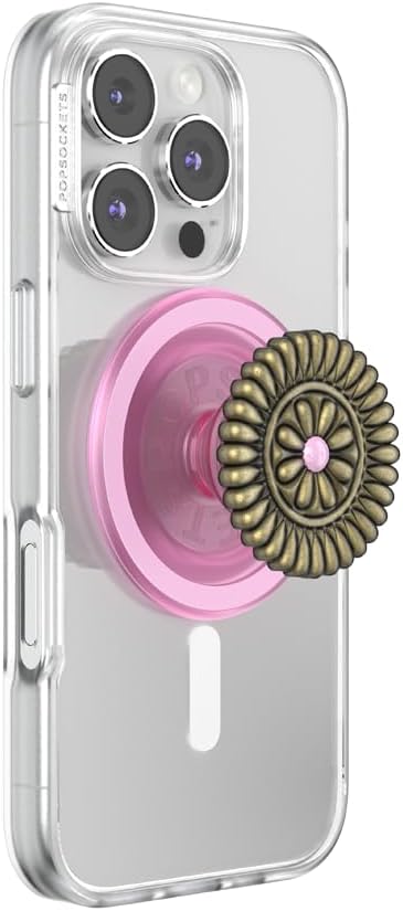 PopSockets Phone Grip for MagSafe, Magnetic Holder, Phone Stand, Enamel - Enamel Stamped Pink