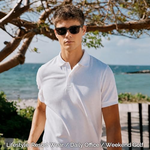 Polo para hombre de algodón orgánico corte clásico manga corta con elasticidad para golf miniatura 2