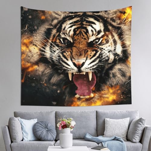 Tapiz de tigre rugiente JEJEA de 152x130 cm para dar vida a la pared de tu dormitorio