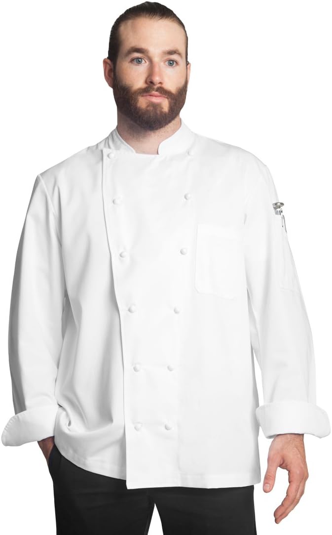 Alfredo Long Sleeve Chef Jacket - White - Sizes 34-54 US