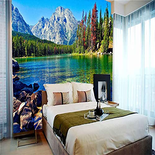 Poster geant mural paysage de foret lac decoration chambre coucher