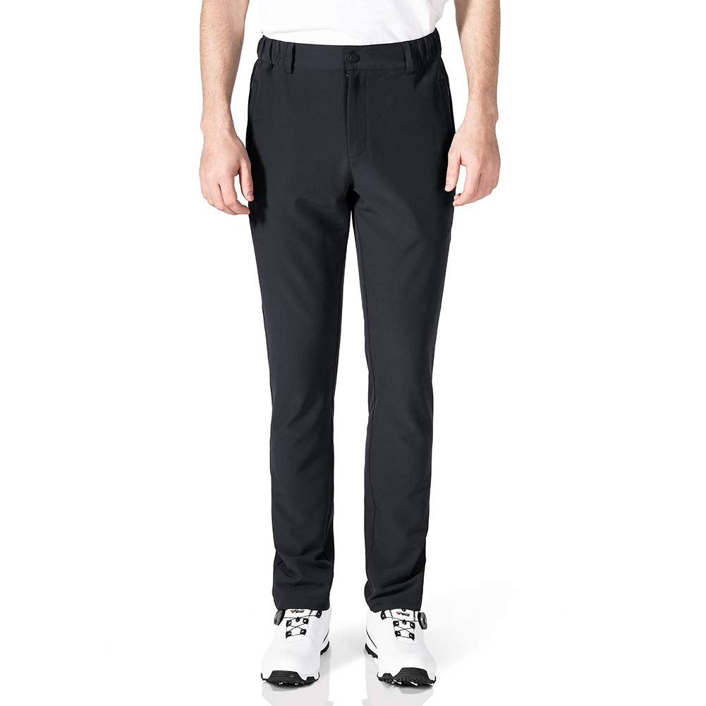 Pantalon Golf Homme Extensible Imperméable Pantalon Homme Slim Stretch Coupe Droite Sports Golf Pants Taille élastique avec 4 Poches Noir 2XL