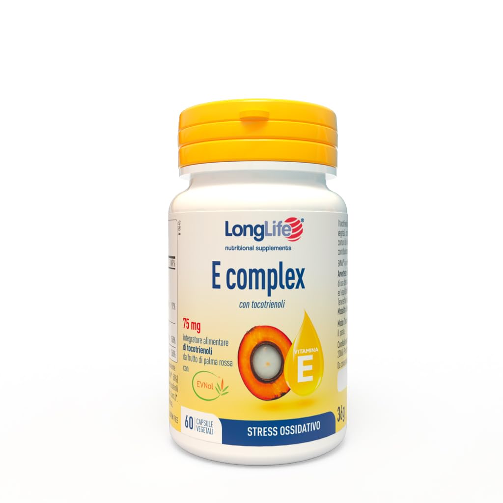 LongLife® E Complex | Tocotrienoli naturali ad alta biodisponibilità (EVNol™) | Da frutto di palma rossa | Funzione Antiossidante | Fino a 2 mesi di trattamento | Vegano e senza glutine