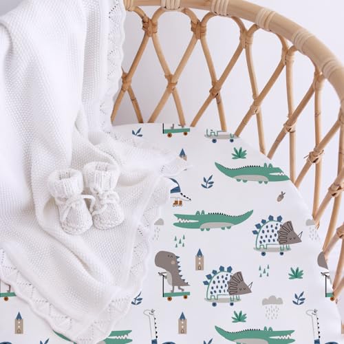 Image of Little Grape Land Bassinet Sheets for Baby Boys Girls 4 Pack, (Safari)