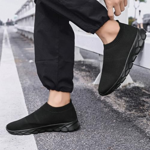 Schuhe Herren Sportschuhe Turnschuhe Schwarz Laufschuhe Slip on Sneaker StraßEnlaufschuhe Sommerschuhe Joggingschuhe Hallenschuhe Fitness Männer Shoes Schwarz 44