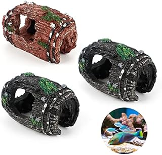 LuluDa 3 PCS Aquarium Broken Barrel Cave Decor Fish Tank Resin Broken Barrel Fish Hiding Cave Aquarium Hideout Cave House Fish Tank Landscaping Decorations For Small Fish Shrimp Hiding