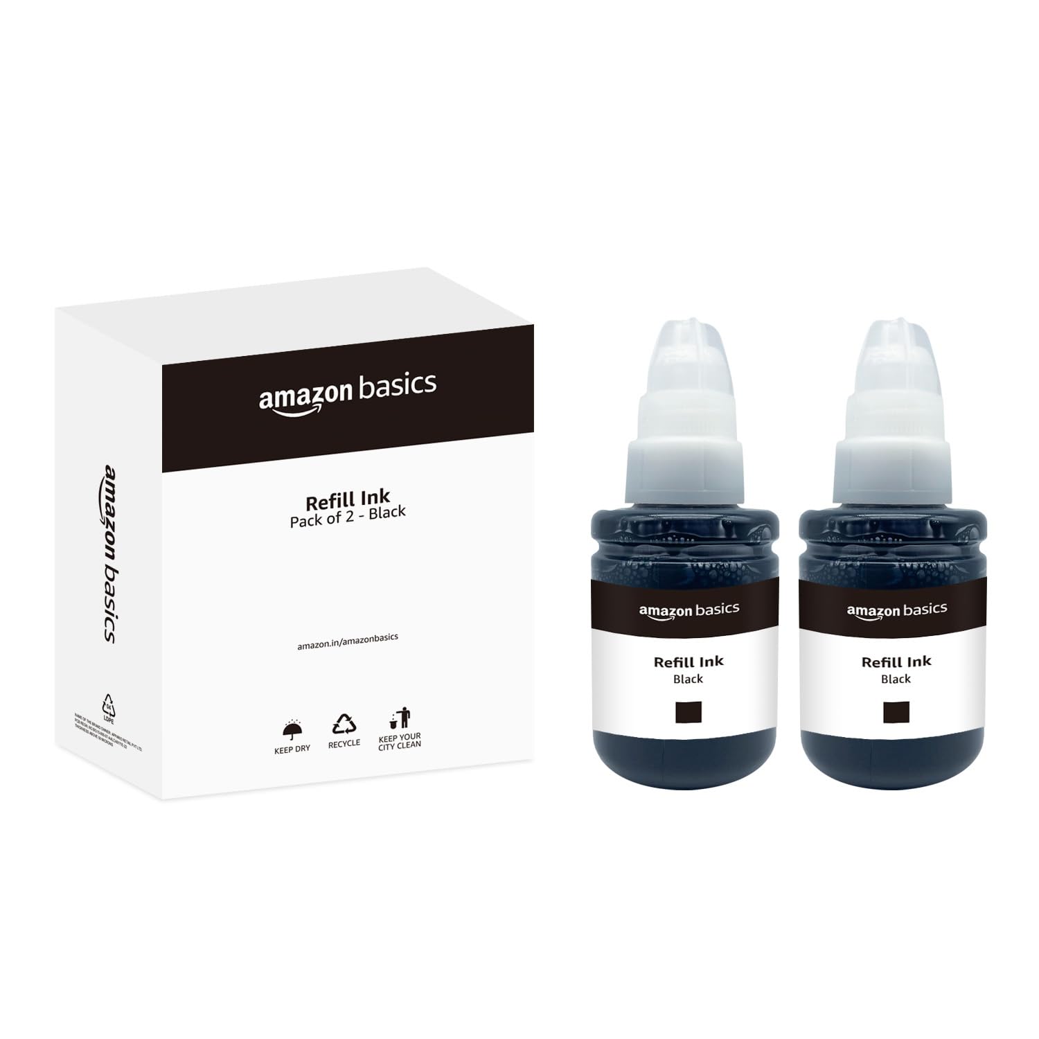 amazon basics GI 790 Refill Ink Bottle (Dual Pack) | Compatible with Canon PIXMA G1010/G2000/G2012/G3000/G3010/G3012/G4010 | Leak-Proof (135ml, Black) (B0D5B7PJ7W) Amazon Price History, Amazon Price Tracker