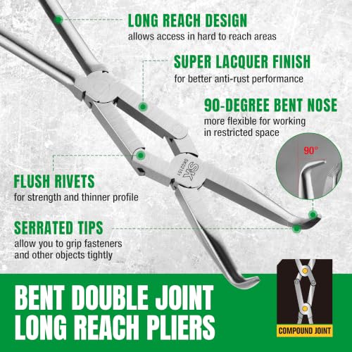 Image of SK 3-Piece Long Needle Nose Pliers, 13'' Double Compound Long Nose Pliers