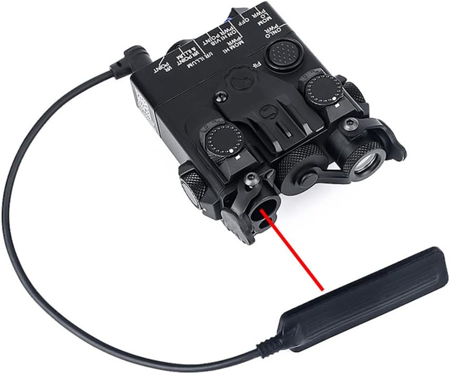 Metal DL-A2 Box Aiming Laser Sight Indicator, with Red/Green/Blue Laser + IR Laser + LED 160 Lumens Flashlight & Mount, Strobe/Momentary/Constant Modes, with Pressure Switch, for 20mm Rail, Black