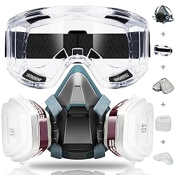 WOCVRYY Máscara Respiradora Reutilizables Completa Con Gafas Protectoras De Gas Con Filtro Alfombrillas De Filtro Cartuchos Ce Filtro Y Tapas De Filtro Adecuada Para Su