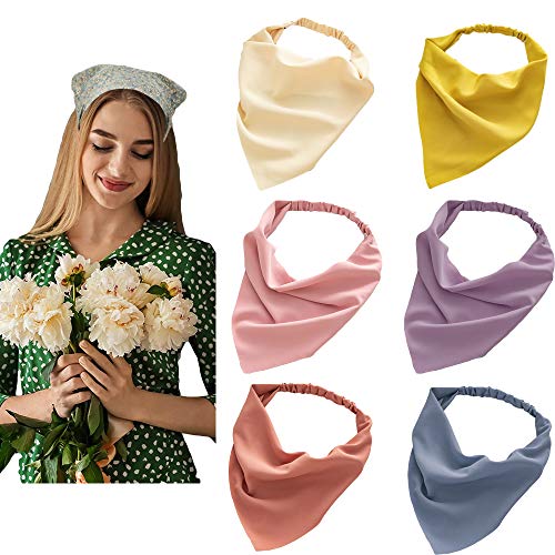 Dinprey 6 Pcs Hair Scarf Bandanas Headbands For Women Scarf Head Coverings Boho Headbands With Clips For Women Girls (6 Colors B) #TOP9
