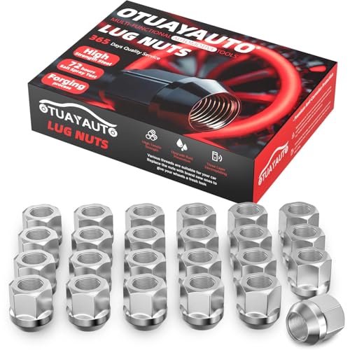 Image of OTUAYAUTO M14x2.0 Open End Lug Nuts, 24PCS Chrome Bulge Acorn Lug Nut Set | Cone Seat, 19mm Hex, Replacement for 2003-2014 Ford Expedition, 2004-2014 F-150, Lincoln 2006-08 Mark LT, 2003-2013 Navigator