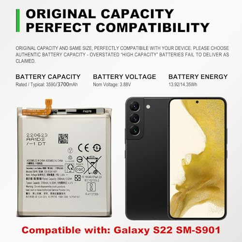 Image of GREEN FUSION New Cellphone Battery Compatible with Galaxy S22 SM-S901 Series, Includes Instruction & Tools