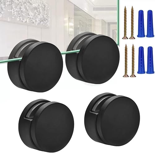 Kit de accesorios de montaje de espejo negro sin marco, soportes de espejo de aleación de zinc, soportes de montaje de espejo, abrazaderas de clips