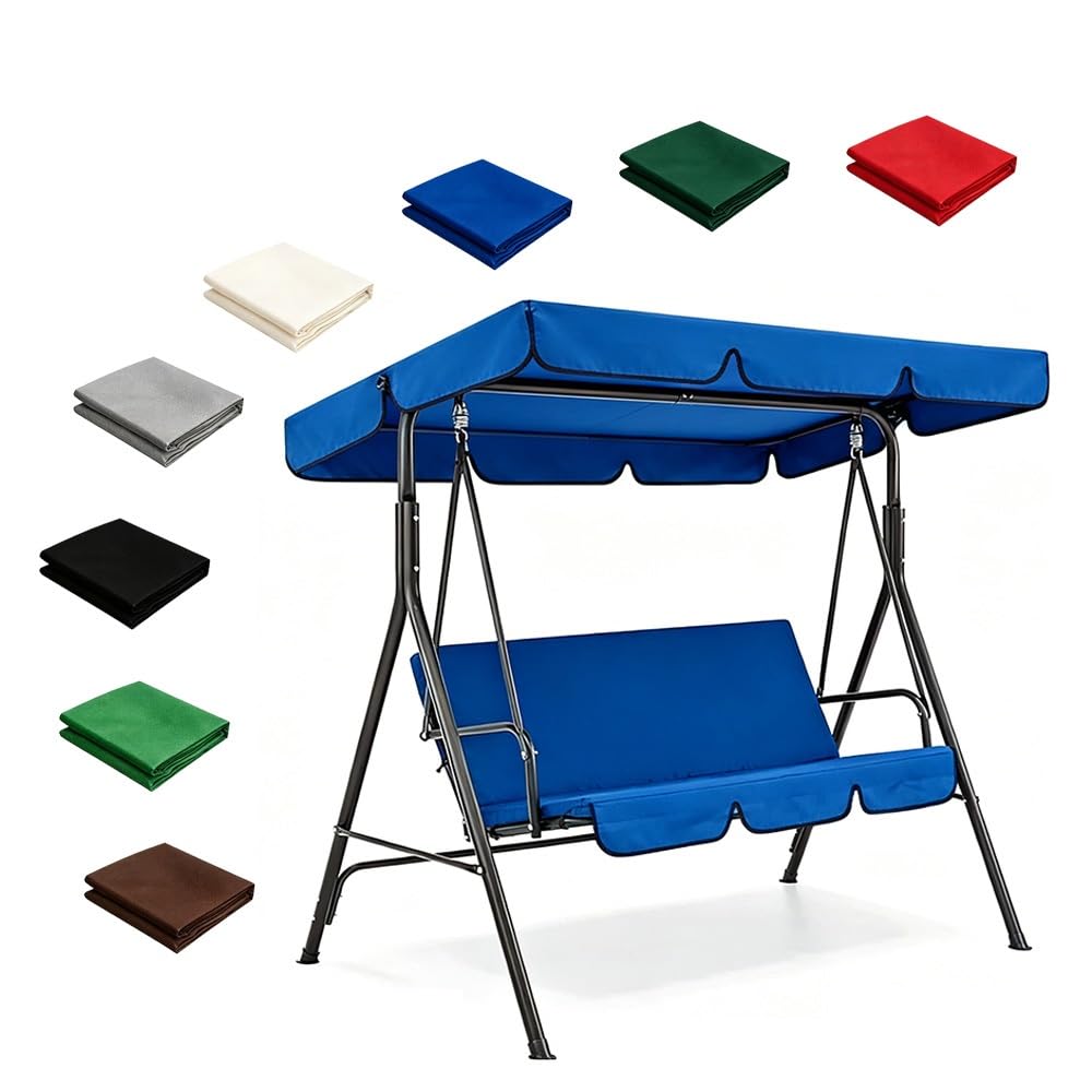 Toit De Balancelle De Jardin Auvent De Rechange pour Balancelle 195x125cm Housse De Remplacement Extérieure Balançoire 3 Places Imperméable Et Anti-UV(Blue,77x49in-195x125cm)