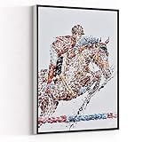 Show jumping horse jumping English animal oil painting Fine art Chic Wall Decor Teen Bedroom Decor 8X12 Inch Framed Modern Canvas Wall Art