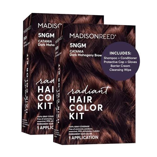 Image of Madison Reed Radiant Hair Color Kit - 5NGM Dark Cinnamon Brown with Gold Mahogany Tones (Catania Brown), Permanent Hair Dye, Dimensional Gray Hair Blending | PPD-Free & Ammonia-Free, 2 Pack
