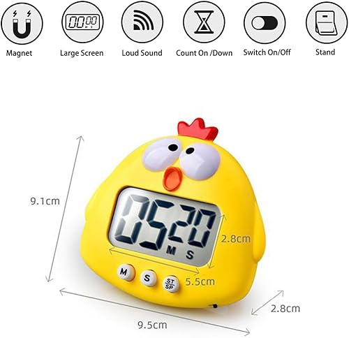 Miniatura 2 de Lindos temporizadores digitales de animales de dibujos animados con imán en la parte posterior para cocinar, pequeños temporizadores digitales de