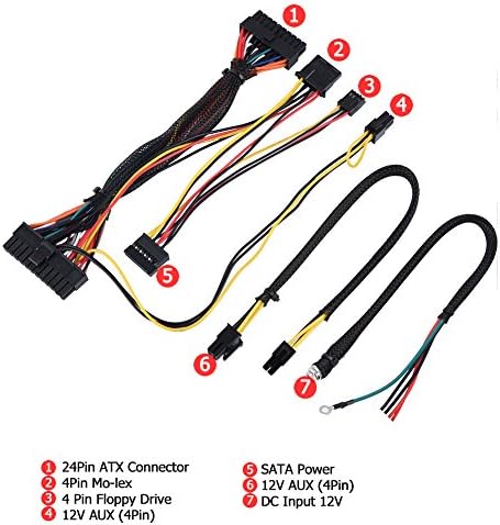 Bewinner 300W Power Supply Module for Mini-ITX and 1U Case PC PSU DC 12V Input 300W Computer Power Supply Module with 24Pin Connect/AUX/SATA Cable