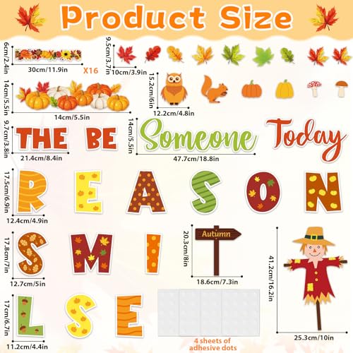 Image of Fall Bulletin Board Decoration Set Autumn Classroom Decoration Be The Reason Someone Smile Today Bulletin Board Maple Leaves Pumpkin Cutouts for Thanksgiving Home School Chalkboard Door Wall Decor