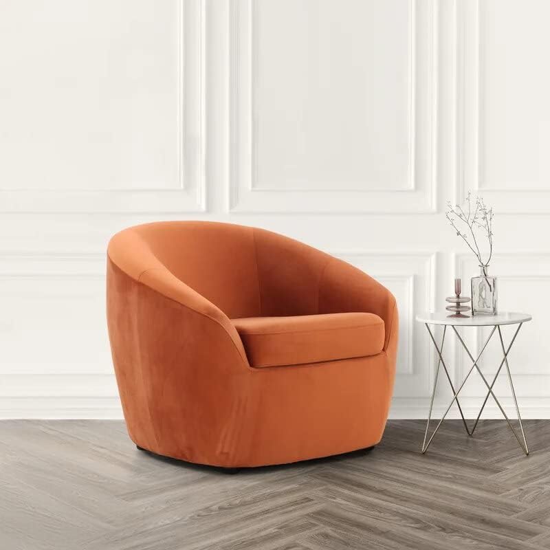 Round Shaped Single Seater Sofa Puffy Seat Relaxing Back Sofa with Curved Arm for Living Room, Bedroom, Hallway (Orange)-image-11