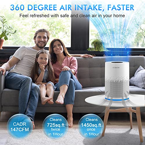 Stealth Air Purifier For Home, H13 True Hepa Filter, Covers Up To 323 Sq.ft, Remove 99.97% Of Airborne Particles Such As Smoke, Dust, Odors, Pets Hair In Bedroom, Desktop Air Purifiers, Jap230W #TOP3