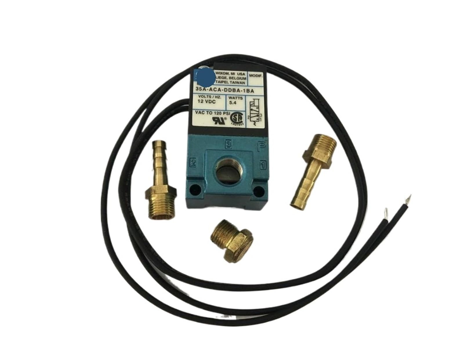 Solénoïde de contrôle MAC 12V 35A-ACA-DDBA-1BA avec finitions en laiton durable