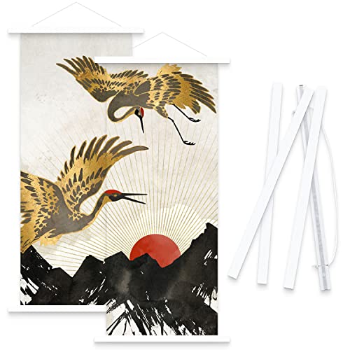 Ywlake 2枚セット 手ぬぐい タペストリー棒マグネット 幅90cm ポスターハンガー B3 木製ポスターフレーム 横長900mm手ぬぐいフレーム 手ぬぐい棒 ポスター吊りフレーム 木製額縁 写真、地図、印刷、手ぬぐい、ポスター、家の装飾に適しています (90cm、白、2点セット）