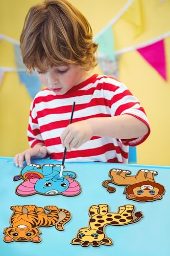 Image of Nyaara Combo of Wooden Elephant, Tiger, Giraffe and Lion Paint Kit, DIY Arts and Crafts for Kids | Color Painting Kit | Wooden Craft | Birthday Return Gift