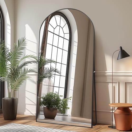 Beauty4U 71 x 32 Arched Full Length Mirror with Stand Black Floor Mirror