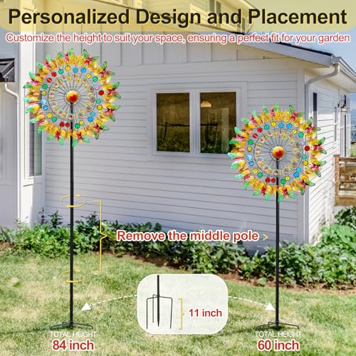 Image of Lairander Butterfly Outdoor Wind Spinners, 84'' Large Garden Wind Spinner, Metal Yard Art Wind Sculptures & Spinners, Garden Decor for Outside Yard Ornaments Clearance Gift for Family