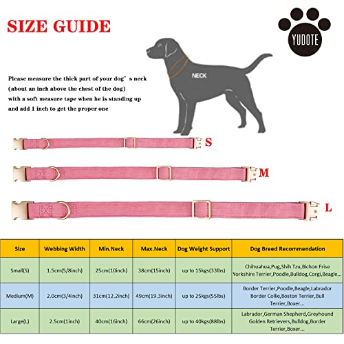 YUDOTE Ultraweiches Hundehalsband natürliche Baumwolle Cord für Kleine Hunde mit empfindlicher Haut,Rosa