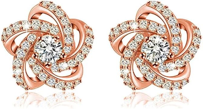 Star & Floral Cubic Zirconia Stud Earrings for Women – Twisted Vine Design, Dainty Minimalist Statement Jewelry Gift for Her, Birthday & Anniversary Present for Wife, Best Friend or Sister image 5