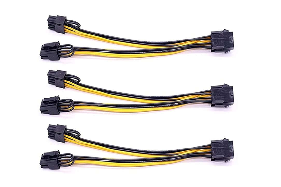 8 Pin GPU Pcie PCI Express Female to Dual 8 Pin (6+2) Male Splitter Extension Power Cable for Graphics Card Adapter and Mining 8 Inch (18-19 Cms) - Pack of 3-image-44