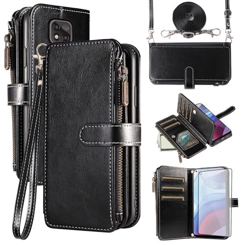 Housse Moto G Power 2021 Asuwish zippée antichoc résolvant le manque de rangement