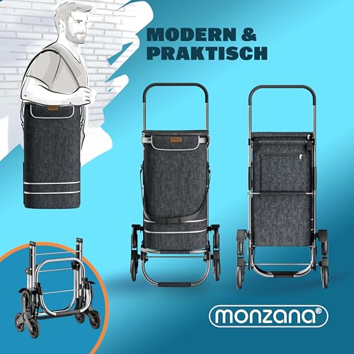 MONZANA® 3in1 Einkaufstrolley 56L bis 50 kg klappbar abnehmbare Tasche 6 Rollen Tragegurt...