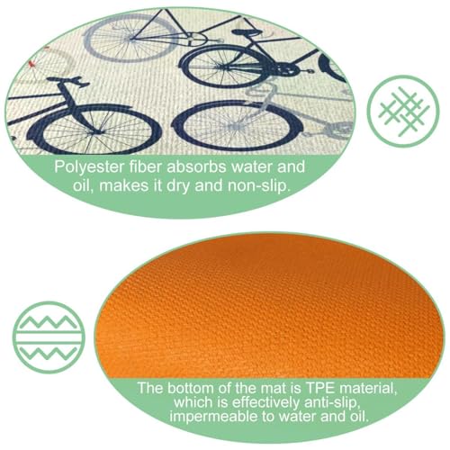 Tapis de cuisine absorbant lavable lot de 2 avec envers antidérapant vélo