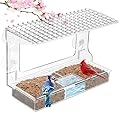 ACEROMT Clear Window Bird Feeders with Strong Suction Cups for Outdoors, Large Capacity Window Feeder, Detachable Tray Easy to Clean and Refill, for Parents Kids and Bird Lovers