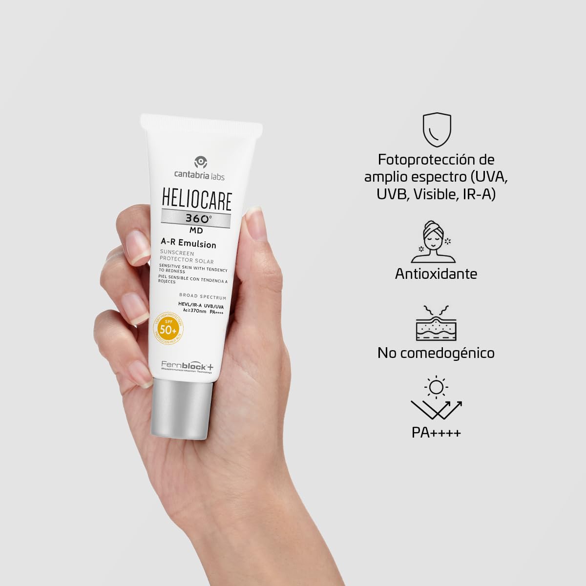 Cantabria Labs - Heliocare 360º MD A-R Emulsión SPF 50+ - 50 ml - Fotoprotector Facial - Piel Sensible con tendencia al enrojecimiento - Ayuda a reducir las rojeces y unifica el tono.