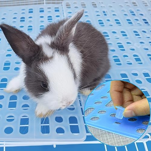 Image of Qpets 2Pcs Rabbit Cage Mat Hollow Mat For Rabbit Cage 9.8 By 13.5 Inches,Small Pet Plastic With 8Pcs Fixed Clip,Dry For Guinea Pig Hamster