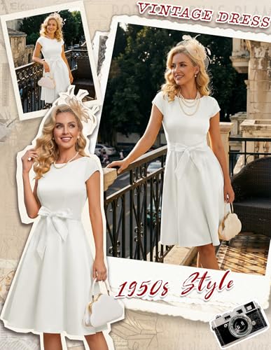 Image of Dressystar Women's Vintage 1950s A Line Cap Sleeve Cocktail Party Dress