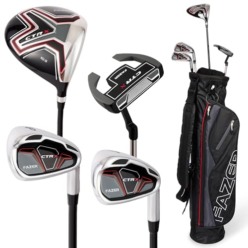 Fazer CTRX Kit complet de clubs de golf pour débutants avec pilote, 7 fers, cale de tangage et putter – Sac de support et housses de tête – Ensemble de clubs de golf idéal pour les débutants