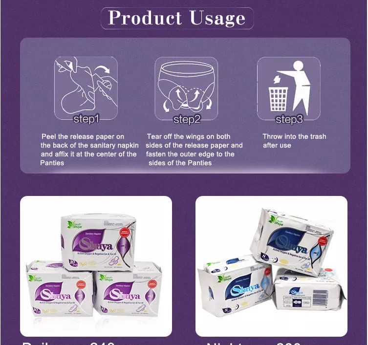 SHUYA Patented Anion Soft Breathable Sanitary Pads and Panty Liners Combination Suit Package, Scented-96Count (Packs of 8)