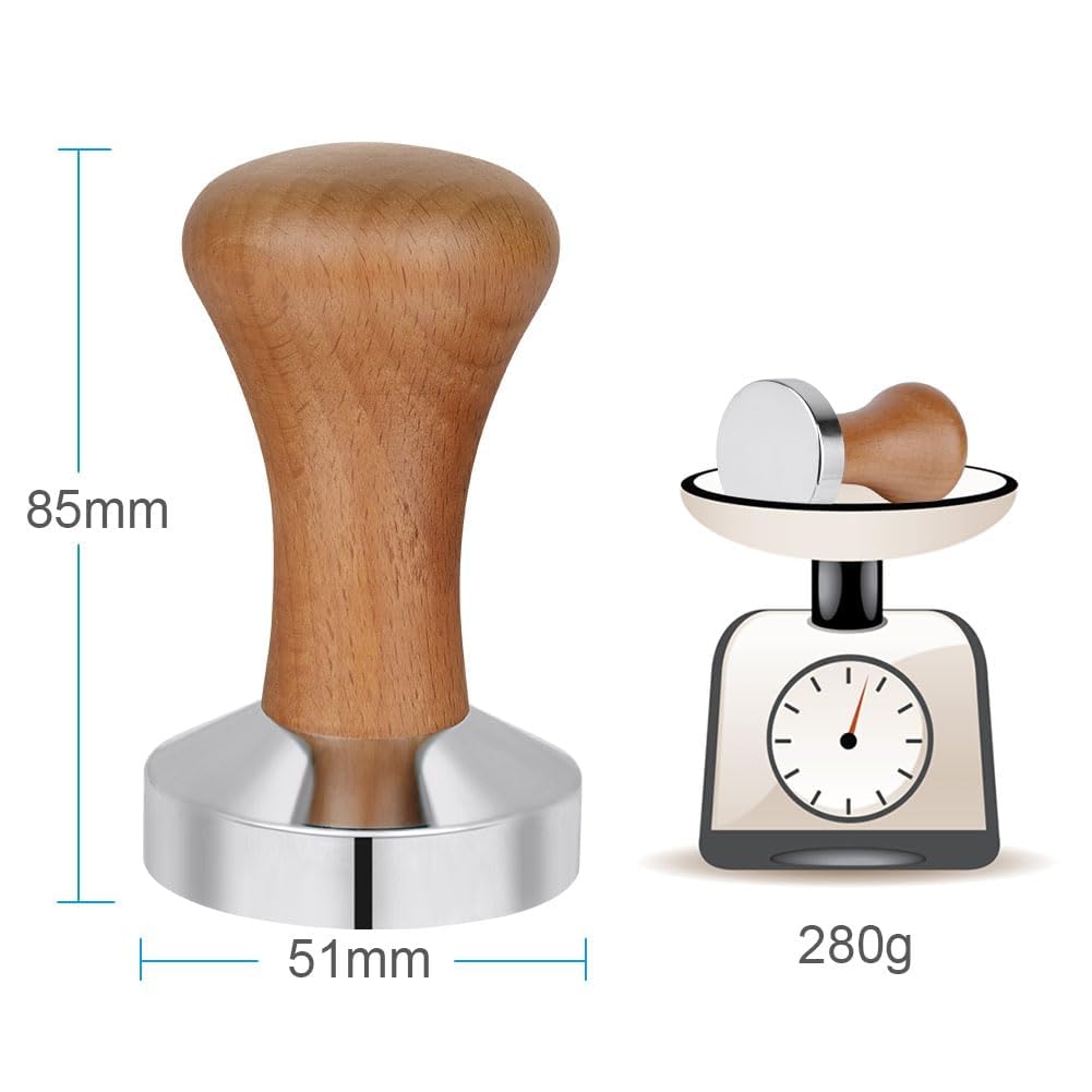 Vicloon Prensador de café, 51mm Tamper de Acero Inoxidable, Premium Tamper, Café Tamper, Prensadores de Café, Prensador Cafe para prensar café Espresso, Imprescindible para Los Baristas